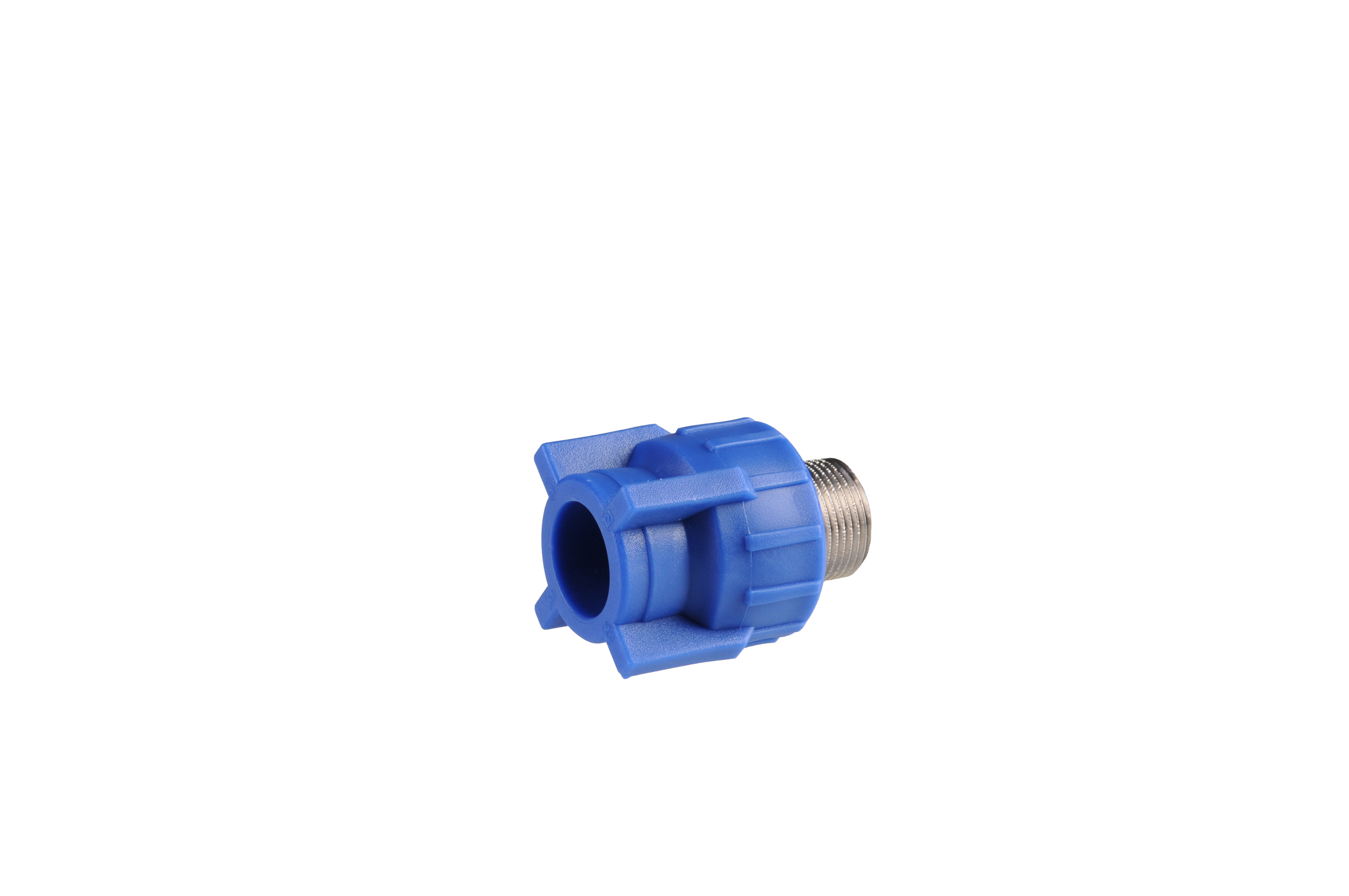 FS_22083_Adapter_mit_Aussengewinde_blau_klein PE 100 Adapter mit Außengewinde, d 20 - d 25 mm, SDR 7,4 - Druckluft
