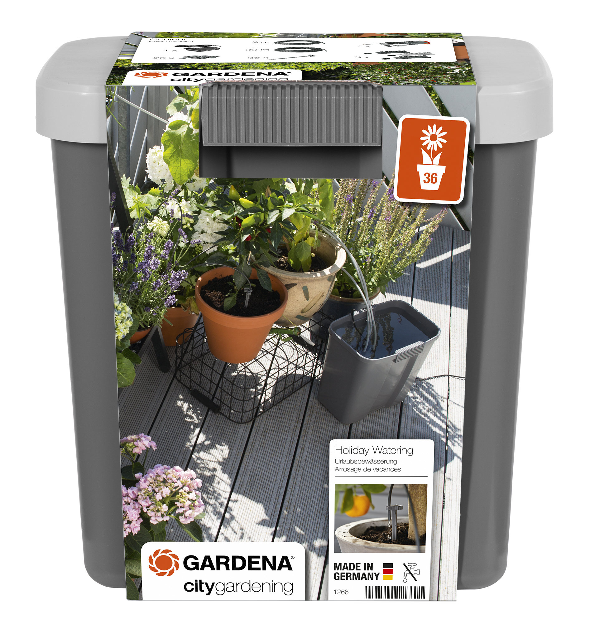 4078500126601 GARDENA City Gardening Urlaubsbewässerung-Set mit Vorratsbehälter